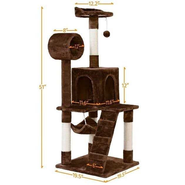 51-in Plush Multi-Cat Tree & Condo U6160