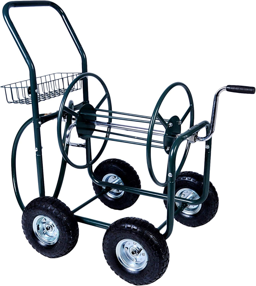 Garden Hose Reel Cart 4 Wheels with Storage Basket N9544