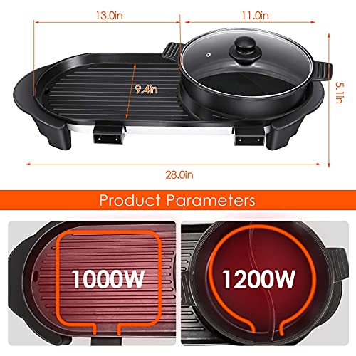 Electric Hot Pot with Grill, Removable Hotpot Pot, Smokeless Non-Stick, Adjustable Temperature B25585