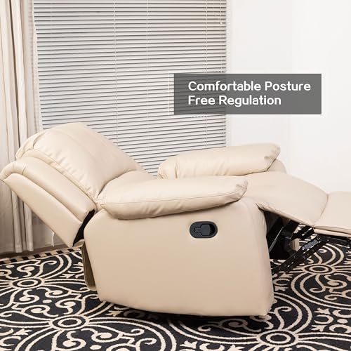 Beige Leather Swivel Recliner Chair F28353