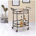 Oval Metal Serving Cart with Clear Glass E365515