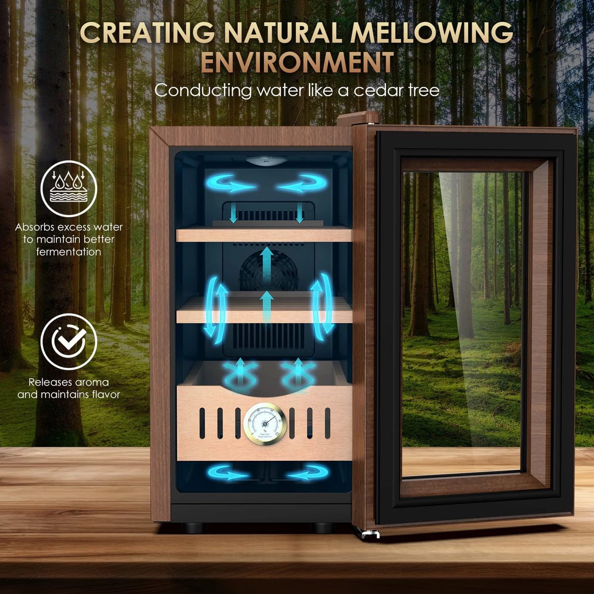 26L Electric Cigar Humidor with Cooling Humidity Control Q4425