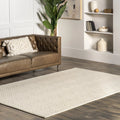 Cream Textured Wool Area Rug 6' x 9' J743