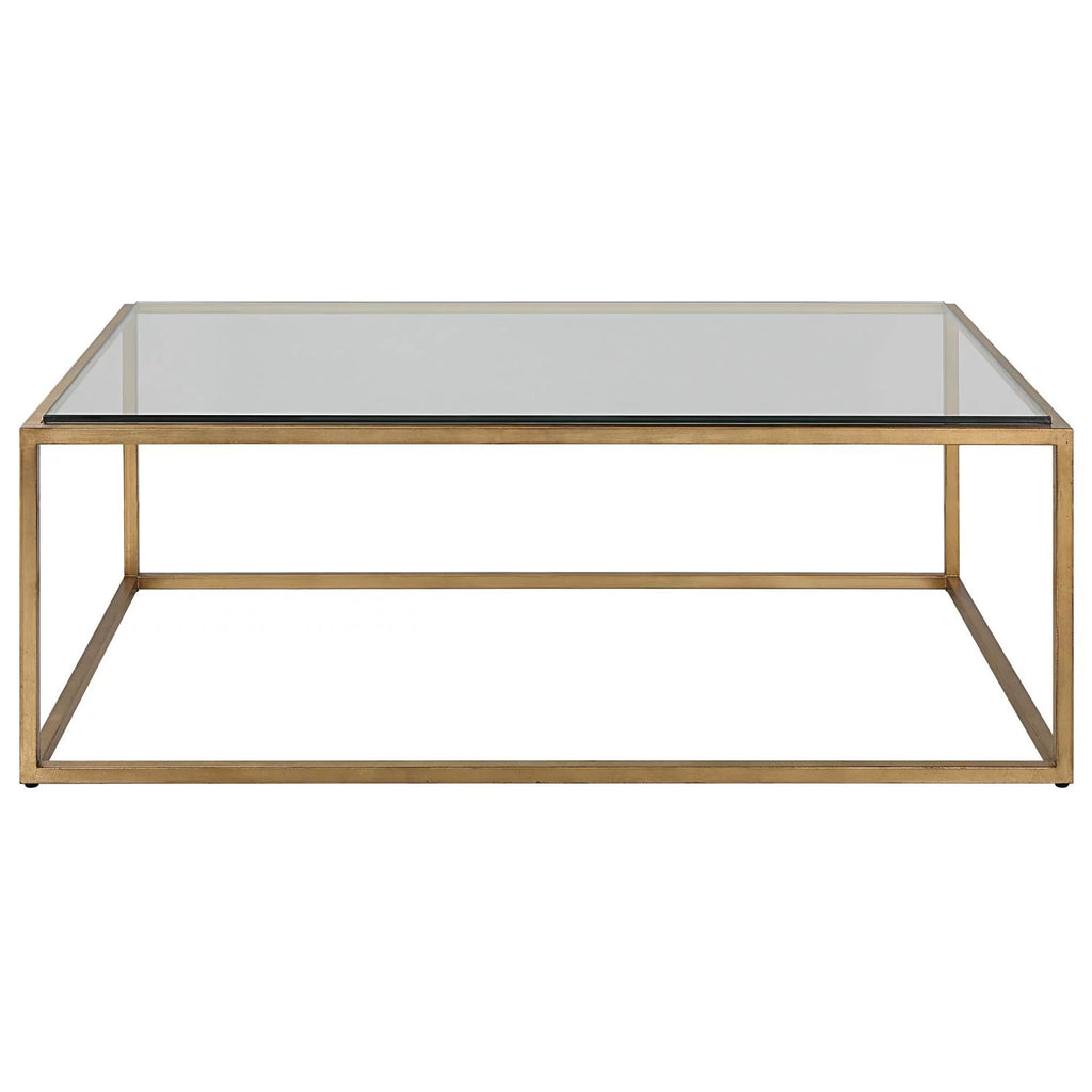 48" Iron and Tempered Glass Coffee Table P3582