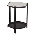 Black Metal White Marble Accent Table I45605