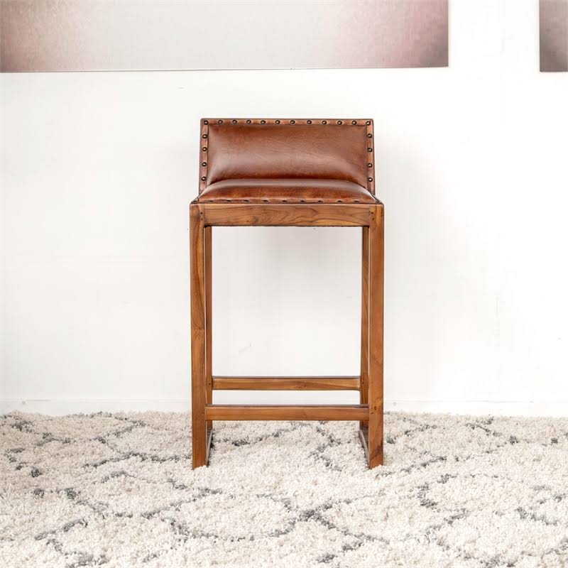 Cognac Tan Leather Counter Stool A2448