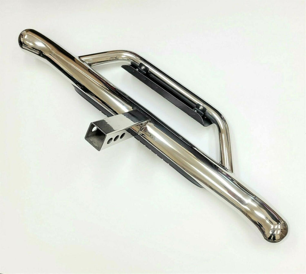Chrome Towing Hitch Step Bar Drop Step 2" Receiver Round End Rear Bumper Guard Q9264