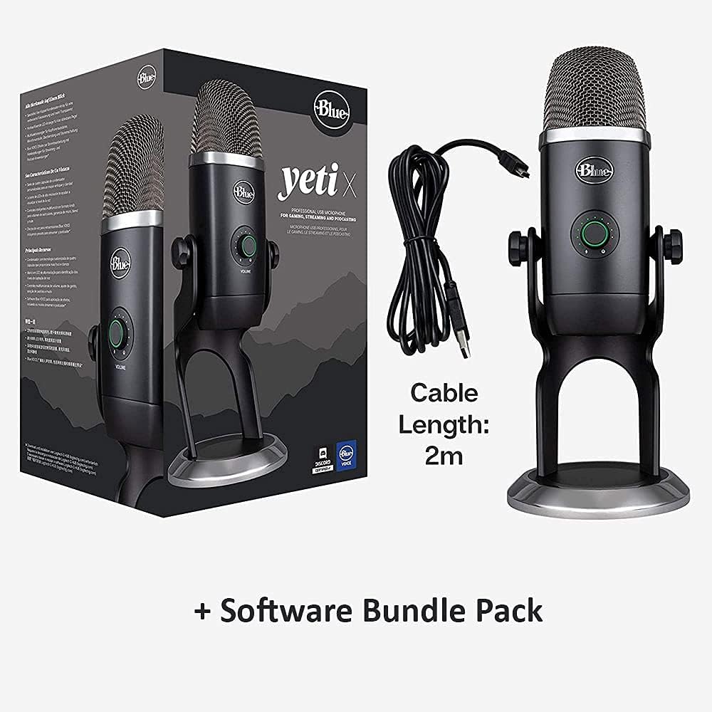 Blue YETI X Pro Condenser USB Microphone Bundle with Headphone and Pop Filter E938913