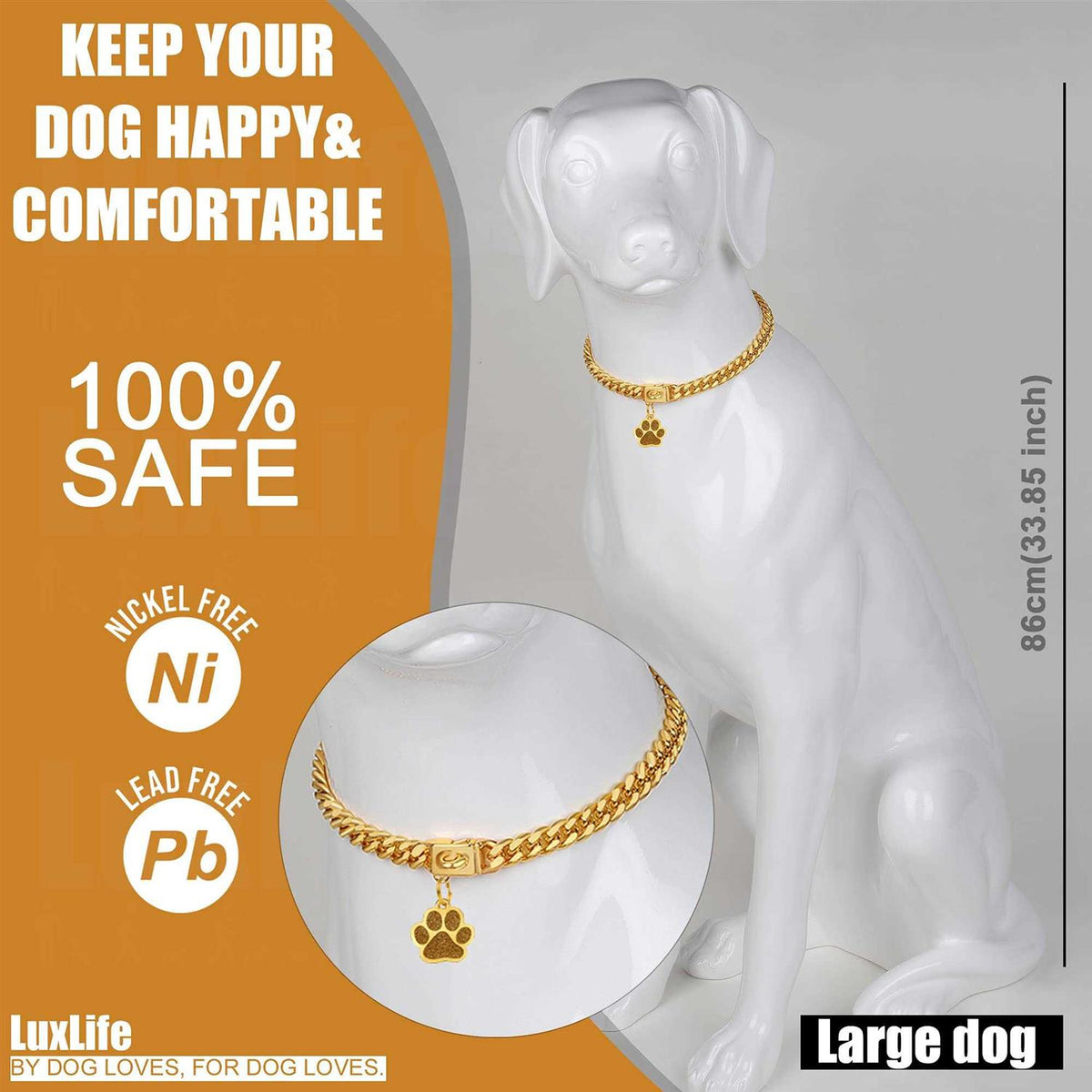 Gold Cuban Link Dog Collar W79152