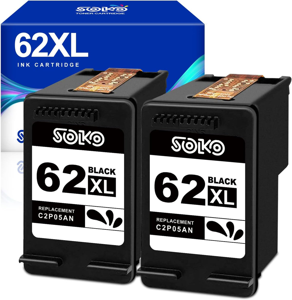 Remanufactured Ink Cartridges 62XL Black Pack of 2 Q711432