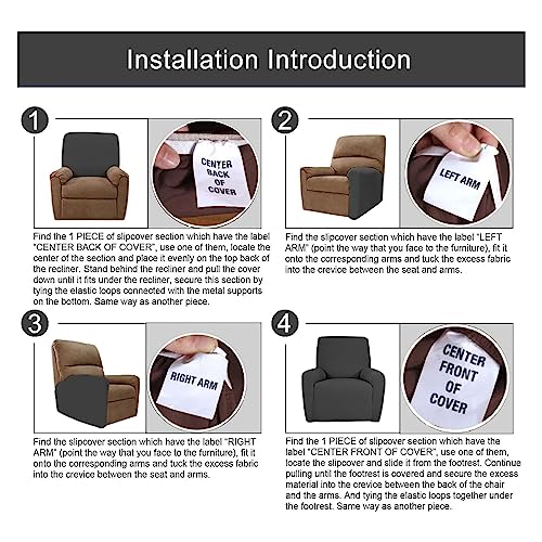 Coffee Recliner Slipcover with Side Pocket V82061