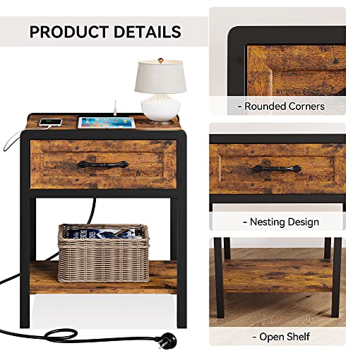 Queen Size Bed Frame with Headboard and Storage Drawers Bench, Nightstand with Storage Drawer F156