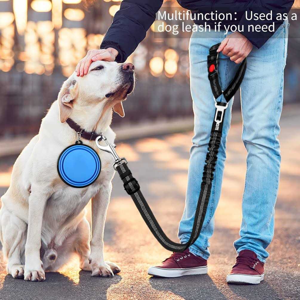 3 Piece Set Dog Car Seat Belt Headrest Restraint Adjustable with Elastic Bungee Buffer D739432