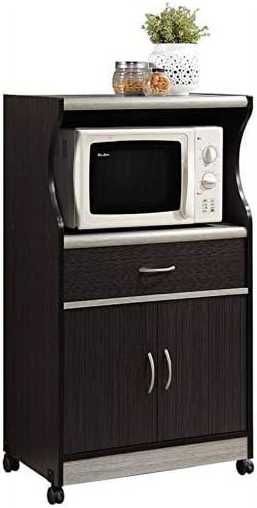 Chocolate Gray Microwave Kitchen Cart Y19534