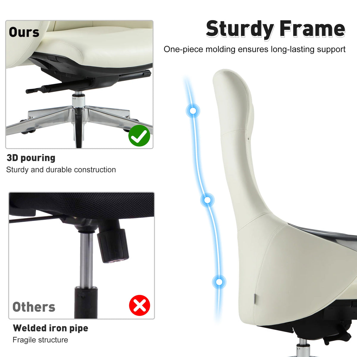 High Back Ergonomic Leather Office Chair with Adjustable Height and Tilt Z259285