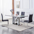 63" Faux Marble Dining Table Set with 6 PU Leather Upholstered Dining Chairs, 7 Piece L286090