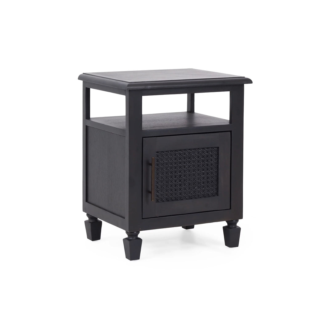 Rustic Acacia Wood and Cane Nightstand I7393