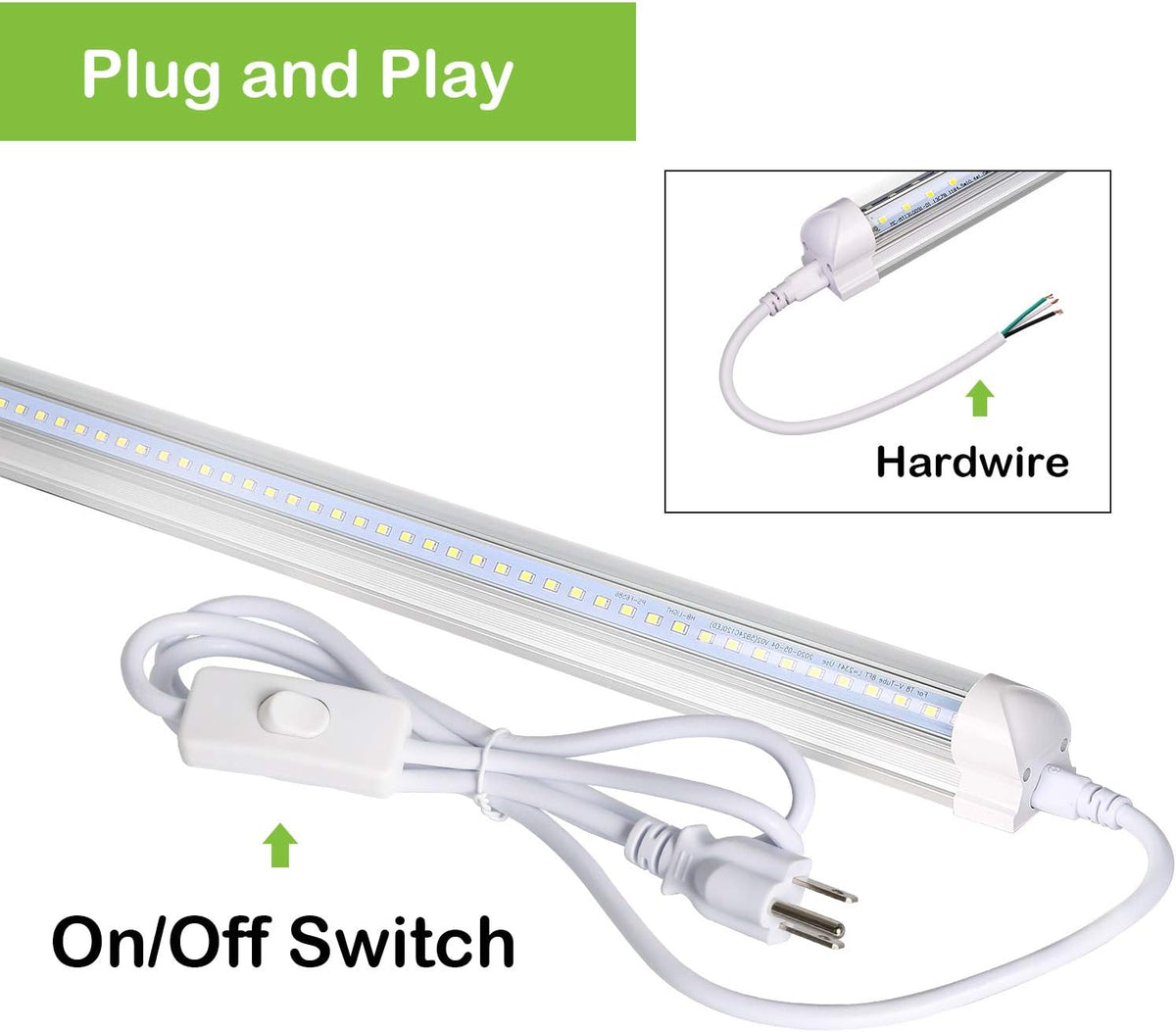 8FT LED Shop Light, 10000LM, 80W, 5000K Daylight, 10 Pack T6759