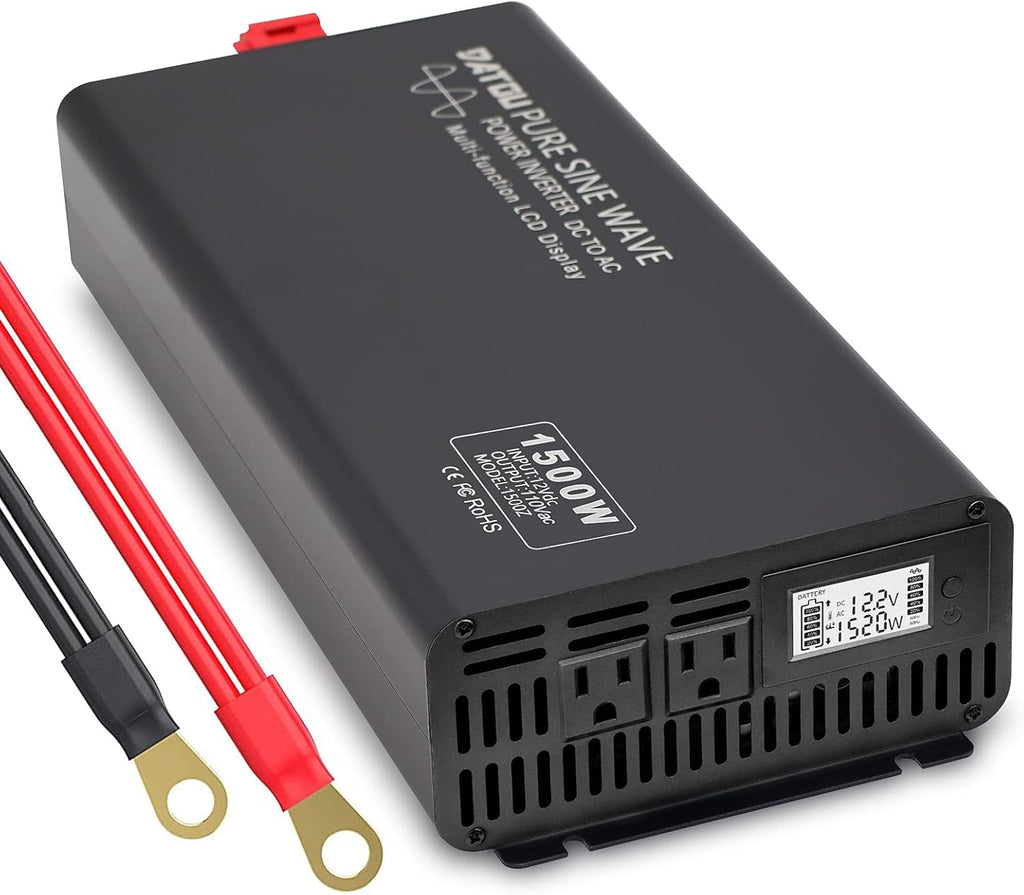 1500W Peak 3000W DC 12V to AC 110V 120V Power Inverter with 2 AC Outlets LCD Display E951645