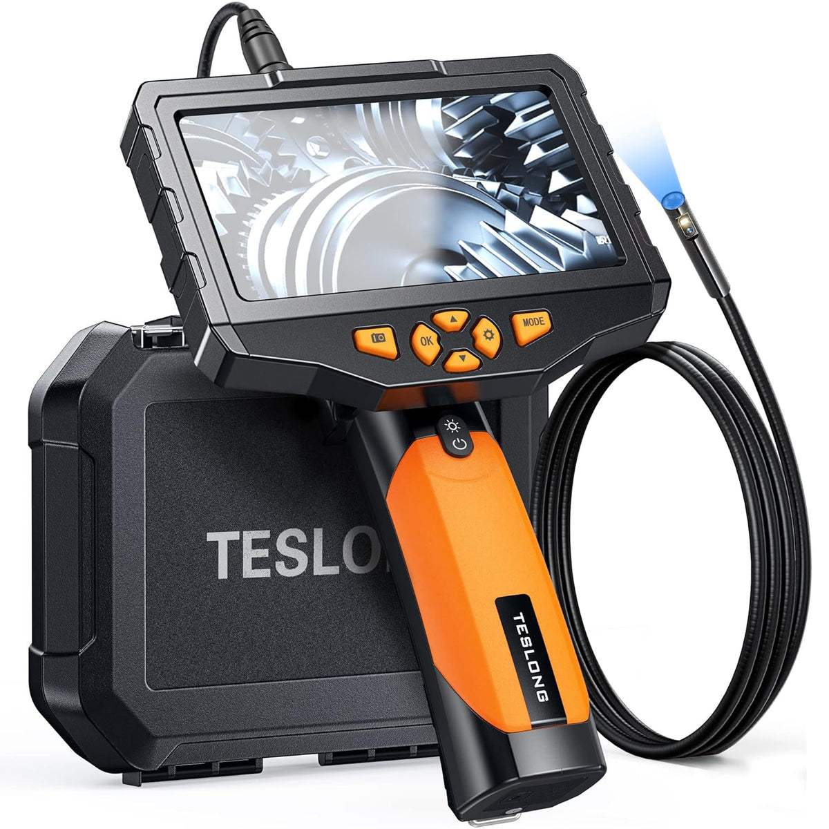 Dual Lens Inspection Camera with Light, 5 IPS Screen, 16.4ft Flexible Probe, 1080p M84265