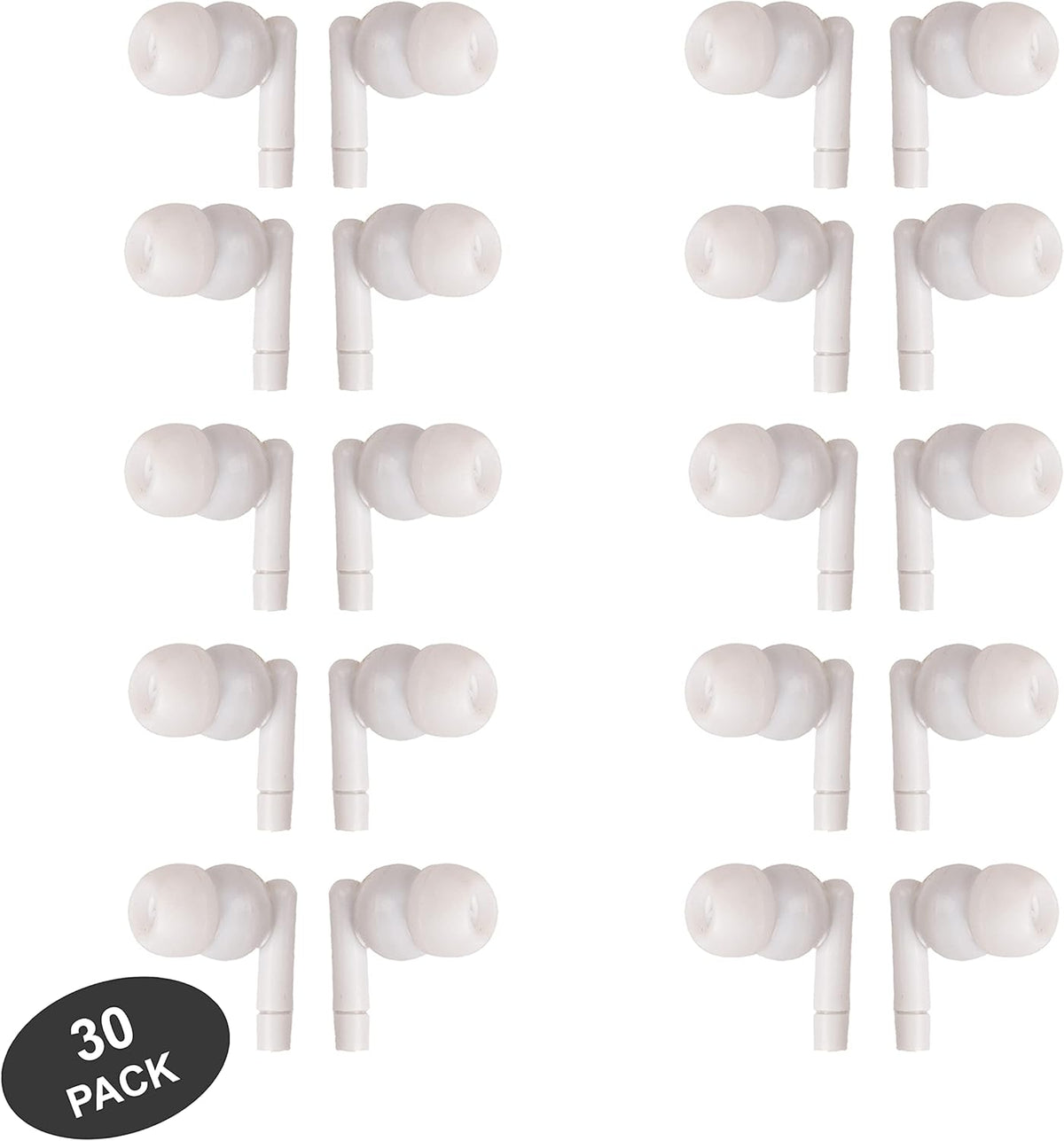 White Headphones 3.5mm Disposable Earbuds 50 Pack J592