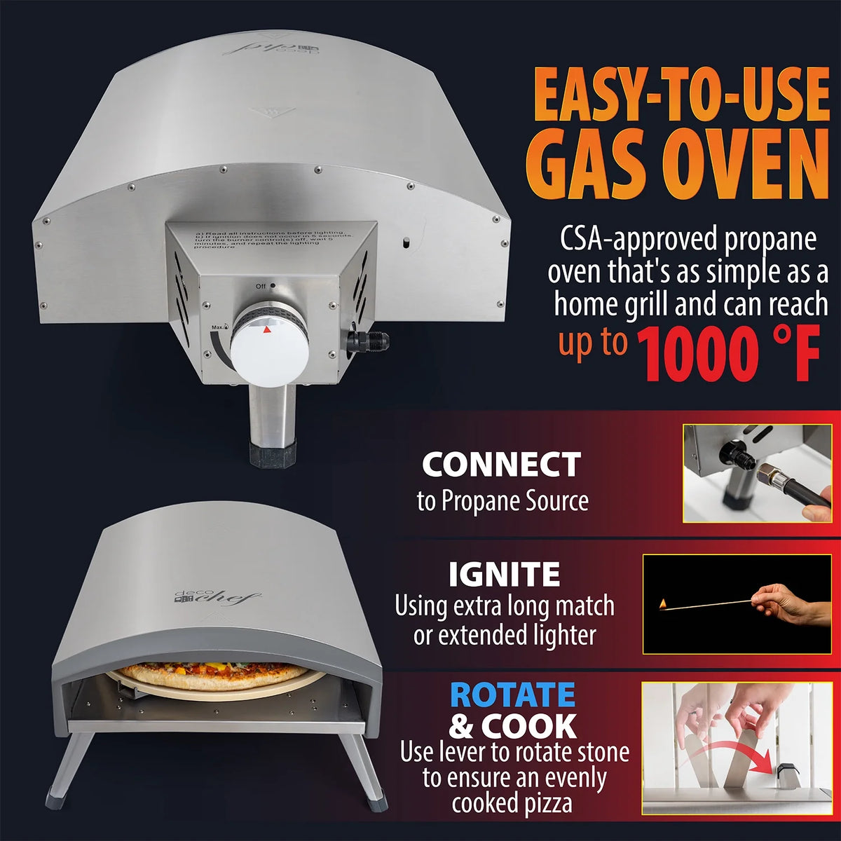 Portable Gas Pizza Oven with Baking Stone E878268