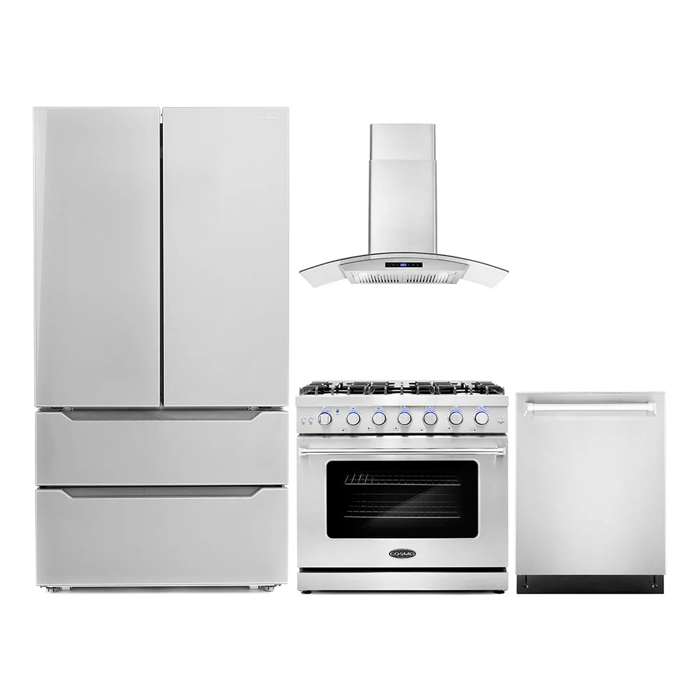 36 Gas Range, Wall Mount Range Hood, Refrigerator with Ice Maker and Dishwasher V251