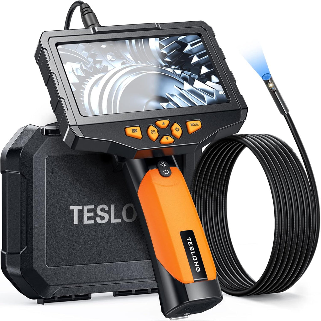 Dual Lens Inspection Camera with Light, 5 IPS Screen, 16.4ft Flexible Probe, 1080p M84265