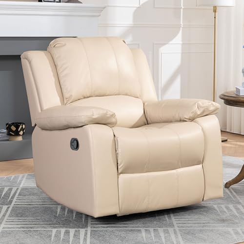Beige Leather Swivel Recliner Chair F28353