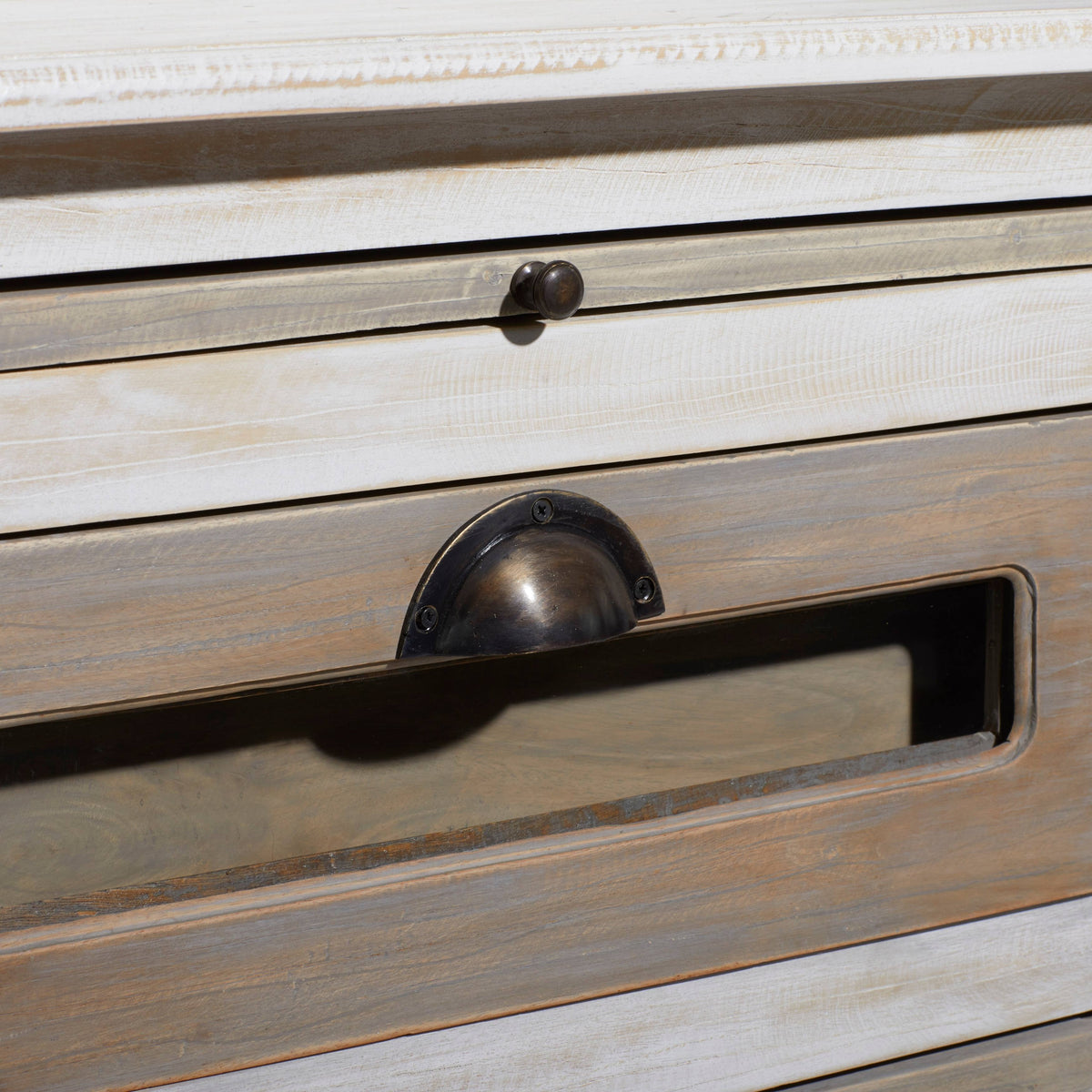 White 6 Drawer Mahogany Wood and Glass Chest Cabinet I9600