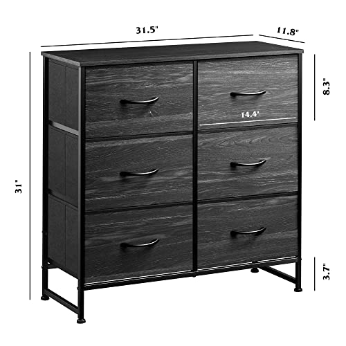 White 6 Drawer Fabric Dresser R9558