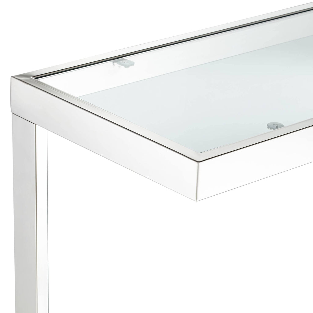 Chrome Glass Shelf Console Table K2049