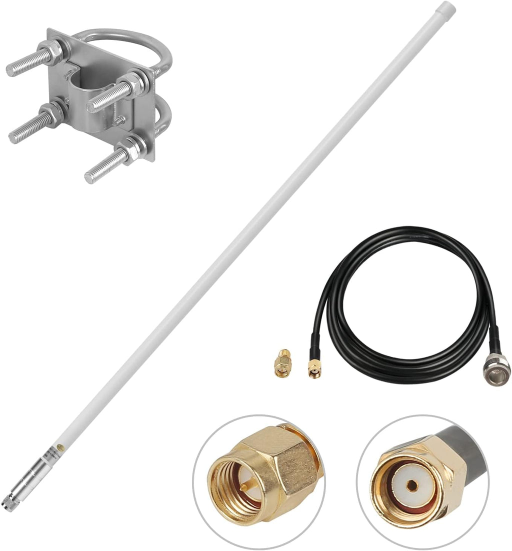 8dBi LoRa Antenna 915Mhz Omni-Directional with 10ft LMR200 Cable White 110cm D3444