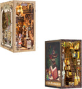 DIY Book Nook Kit with Dust Cover LED Wooden Puzzle Bookends J60157
