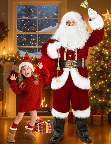 11PCS Deluxe Adult Red Santa Suit G36463