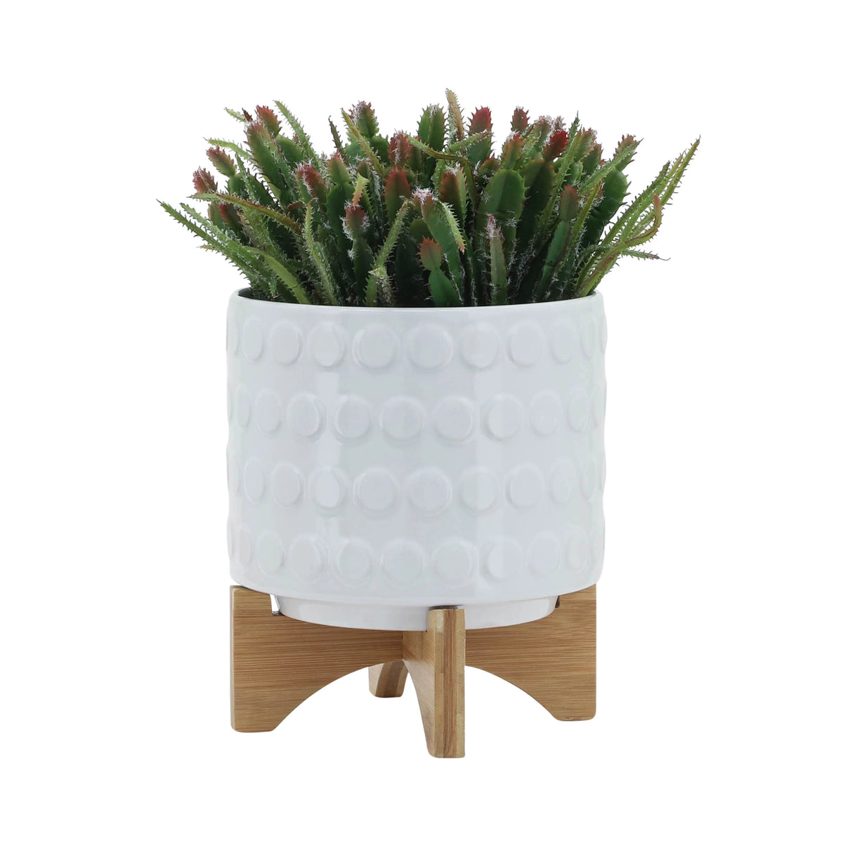 White Ceramic Round Planter B417567