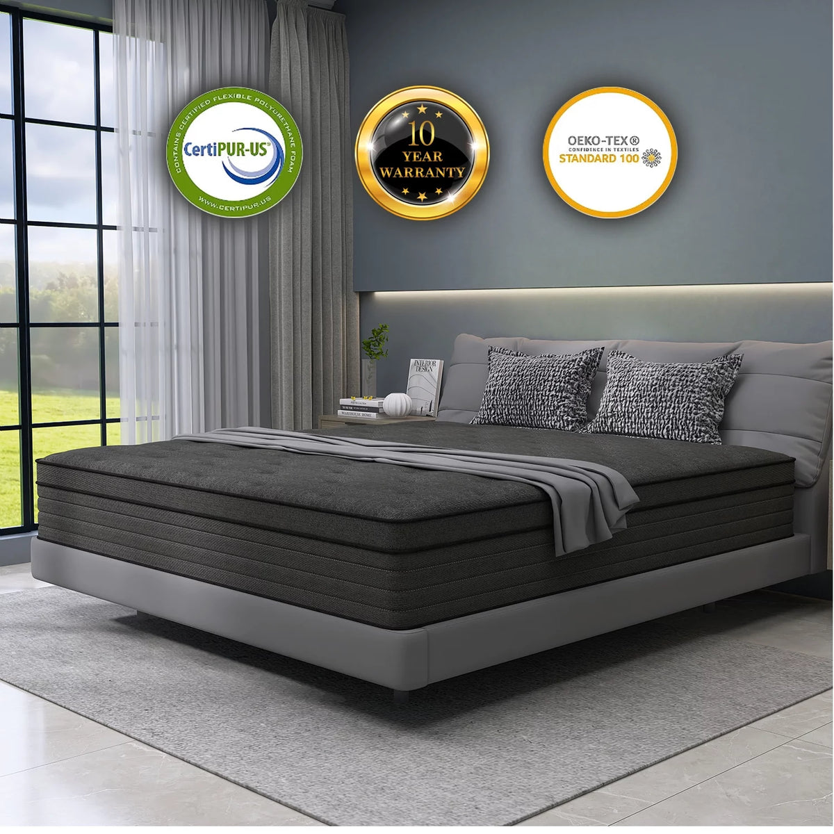 Queen Gel Memory Foam Spring Hybrid Mattress T45244