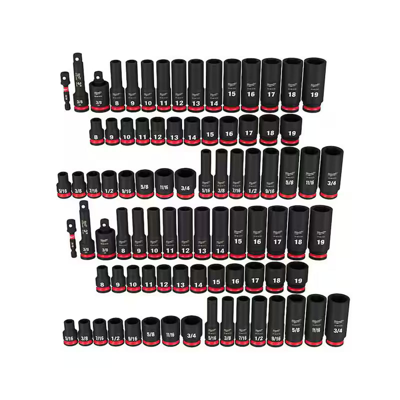 3/8 in. Drive SAE and Metric 6 Point Impact Socket Set (86-Piece) M225650