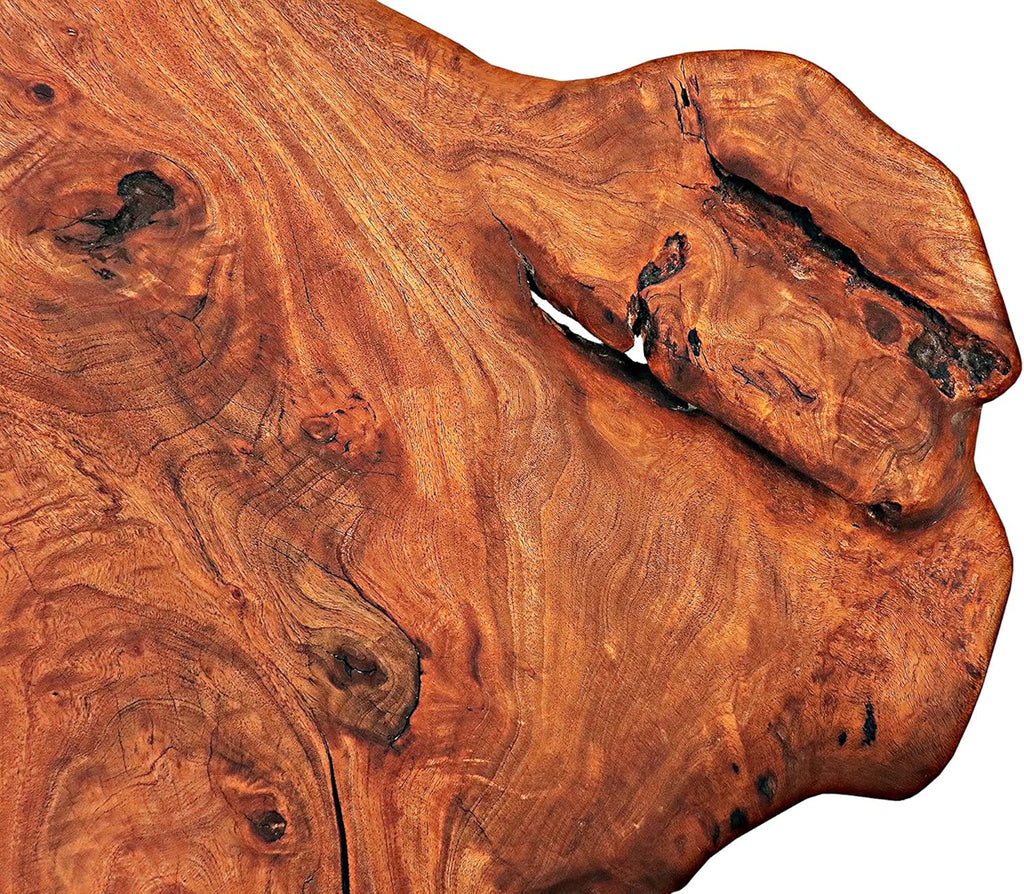 Natural Wood Edge Teak Coffee Table with Clear Lacquer Finish and Metal Hairpin Legs G64618