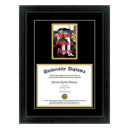 Black 1.5x22 Single Diploma Frame with 5x7 Photo and Double Matting Y826702
