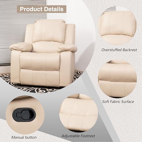 Beige Leather Swivel Recliner Chair F28353