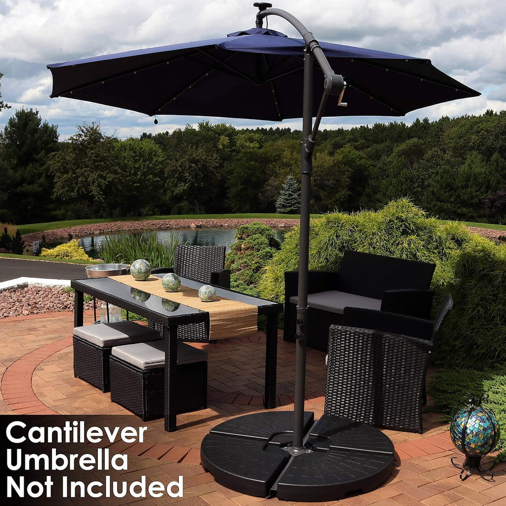 4-Piece Heavy-Duty Cantilever Offset Patio Umbrella Base Plates Black T985564