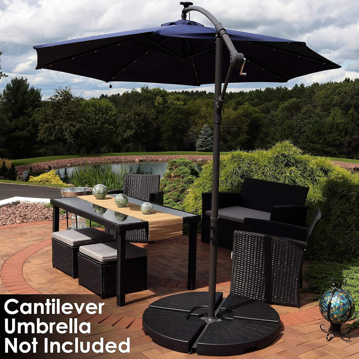 4-Piece Heavy-Duty Cantilever Offset Patio Umbrella Base Plates Black T985564