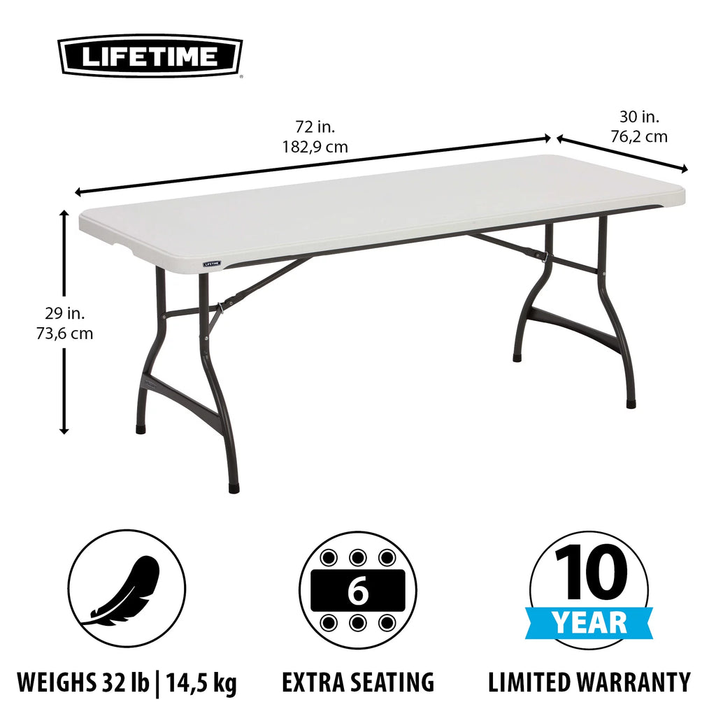 White Granite Set of 4 Rectangle Folding Table O79352