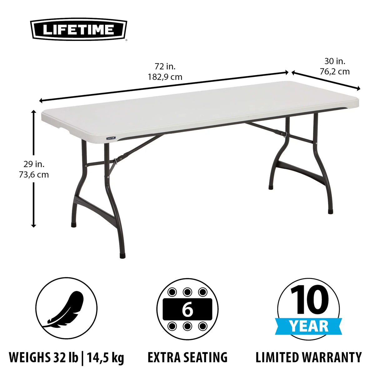 White Granite Set of 4 Rectangle Folding Table O79352