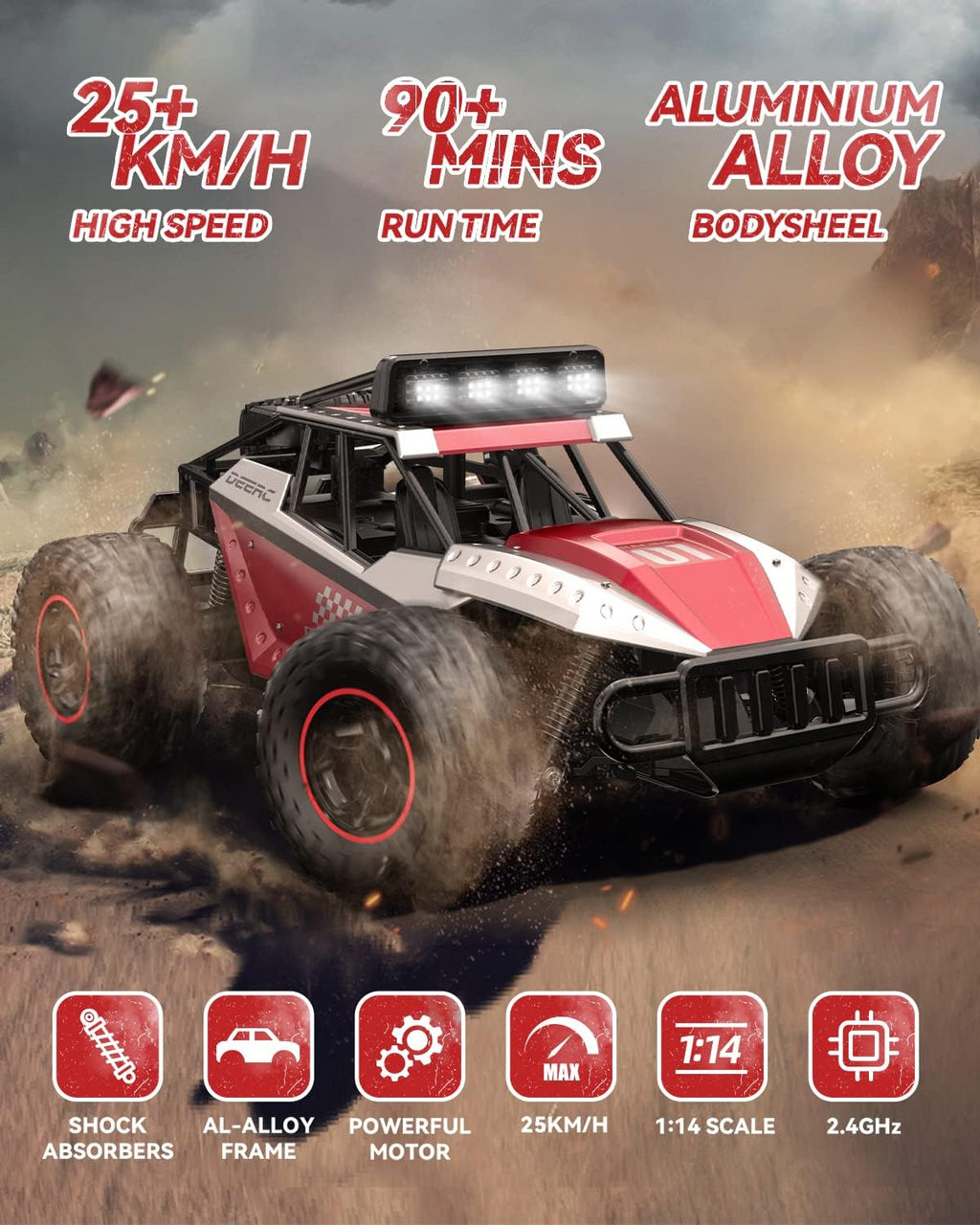 1:14 Scale 2WD Remote Control Off Road RC Car with Two Rechargeable Batteries J637684
