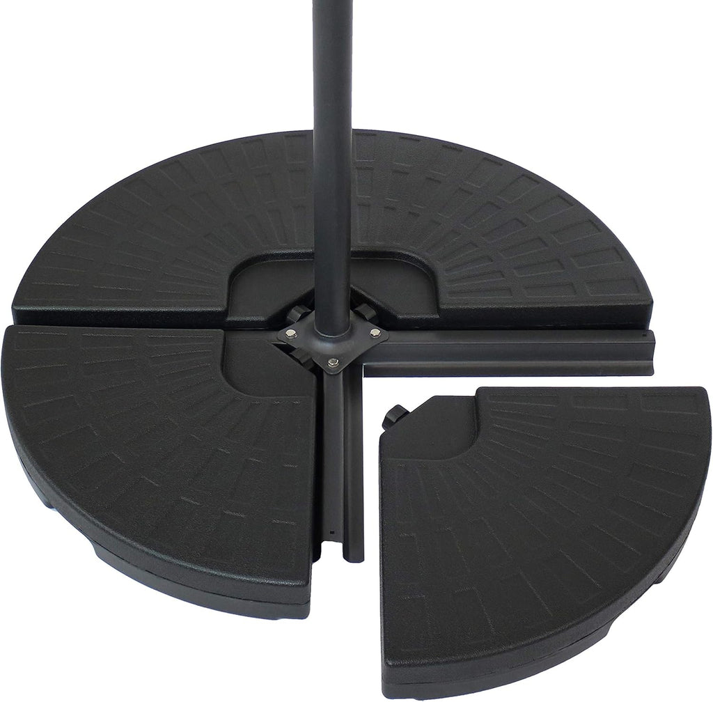 4-Piece Heavy-Duty Cantilever Offset Patio Umbrella Base Plates Black T985564