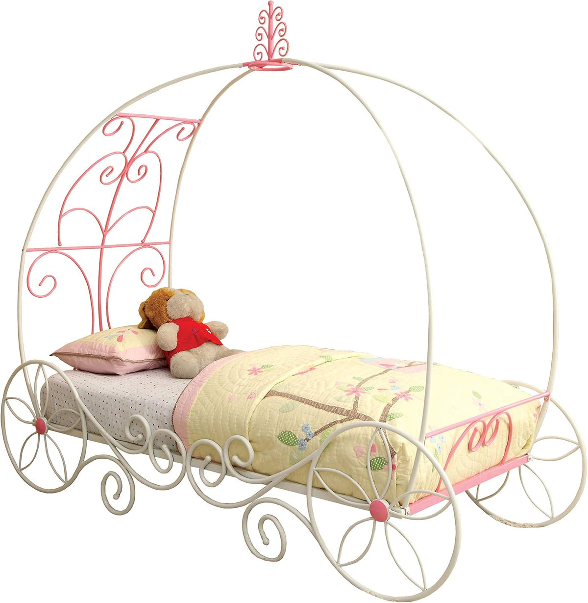 Twin Pink & White Carriage Bed B4521