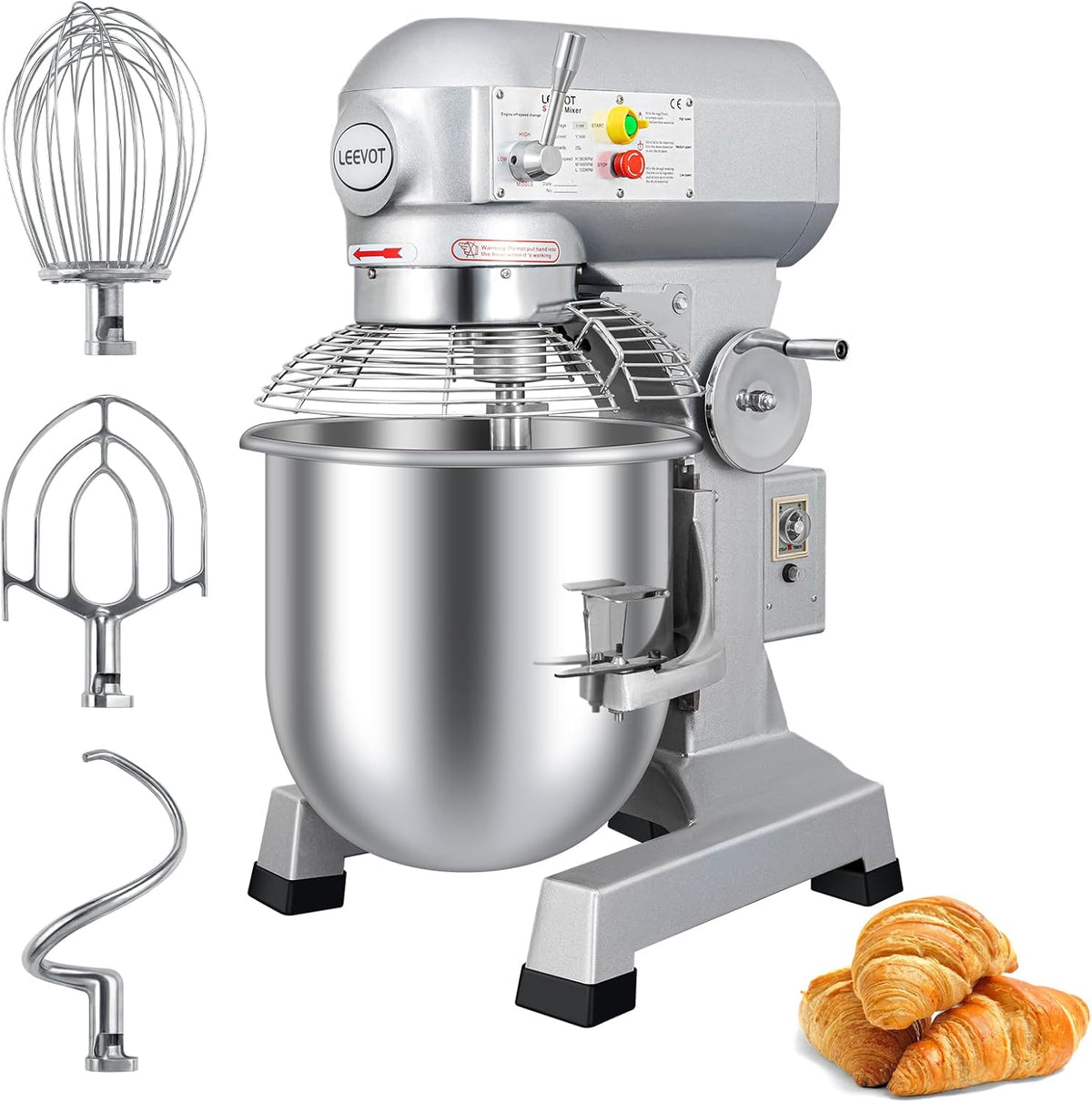 20Qt 1100W Commercial Stand Mixer with Stainless Steel Bowl O7822
