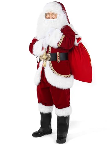 11PCS Deluxe Adult Red Santa Suit G36463